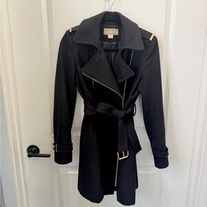Michael Kors Black Wool Trench